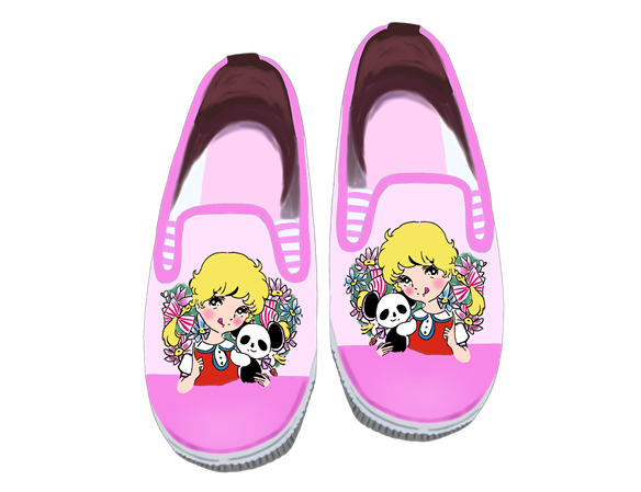昭和　漫画プリント　女の子の靴