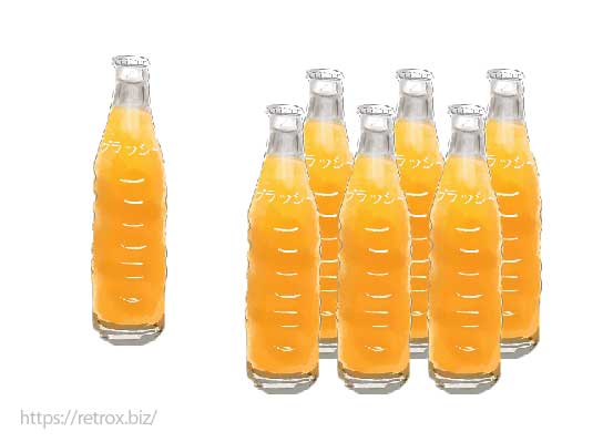 昭和　瓶のプラッシー　オレンジジュース　イラスト