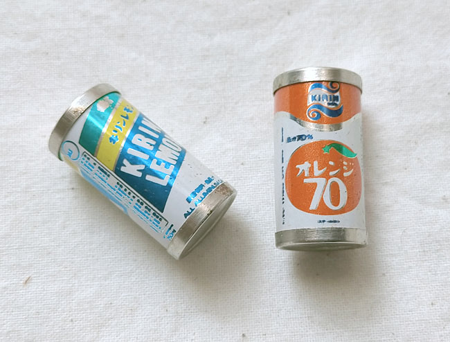 昭和のキリンレモン、オレンジジュース　ミニチュア缶　当時もの
