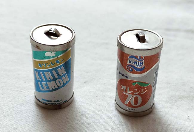 ミニチュア缶ジュース　キリンレモンとキリンオレンジ